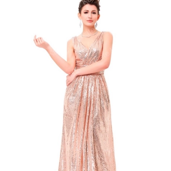 kate kasin rose gold dress Sequin Dresses Gold Gold Sequin Gown Maxi Dress vinobride